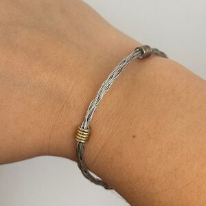 Sterling silver two tone braided bracelet
